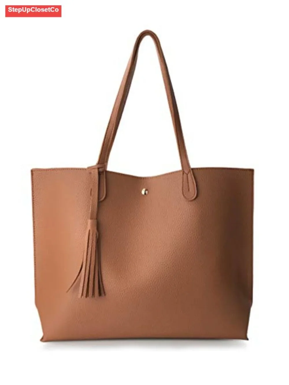 Minimalist Clean Cut Pebbled Faux Leather Tote Women's Shoulder Handbag